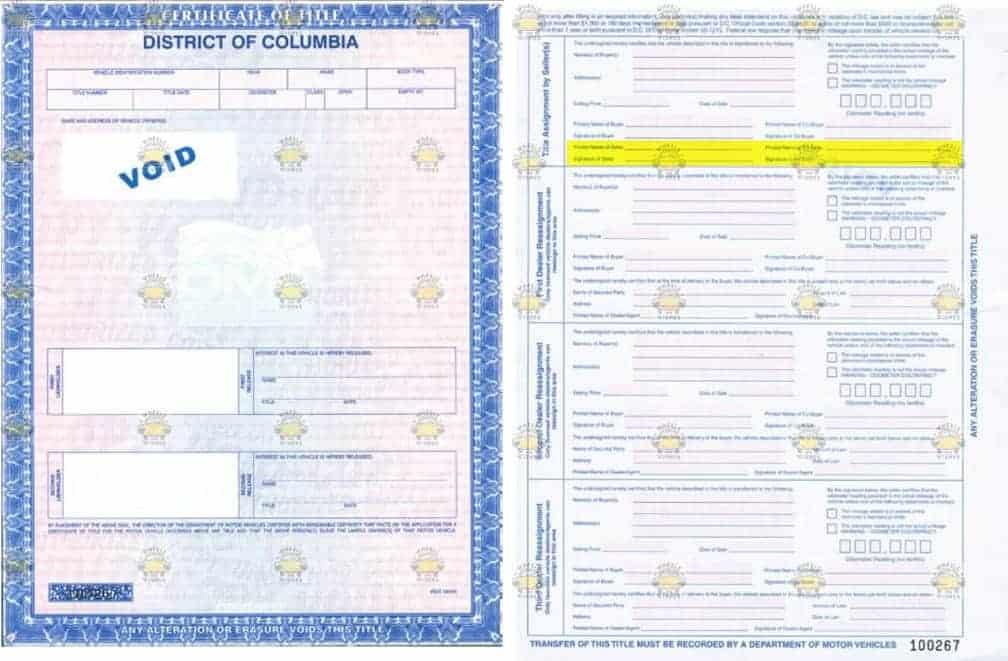 Washington D C Vehicle Donation Title Questions