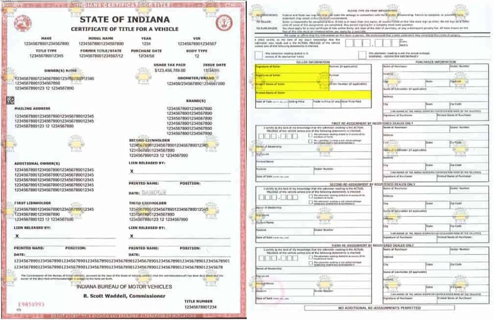 Indiana Title Example