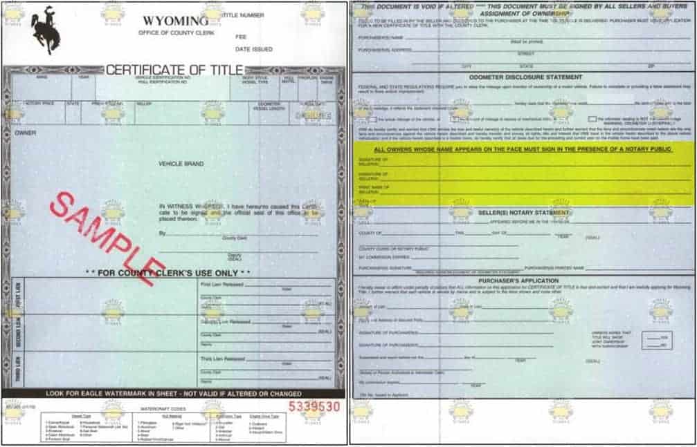 Wyoming Title Example