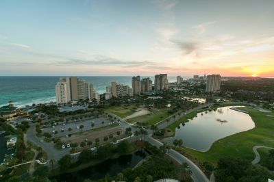 Buildings by the ocean