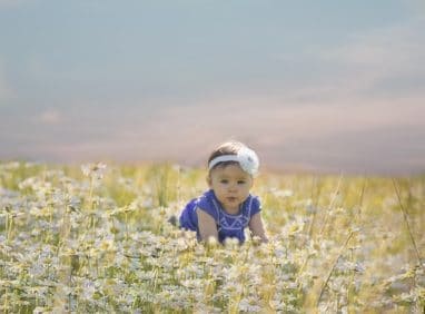 Baby in flowers 