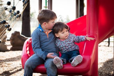 Kids on a slide