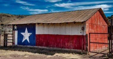 Barn with Texas flag