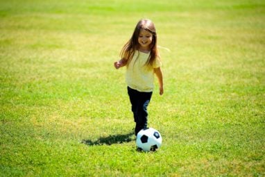 Derry girl playing soccer