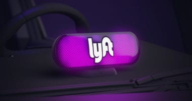 Lyft light in Lyft rideshare vehicle dashboard