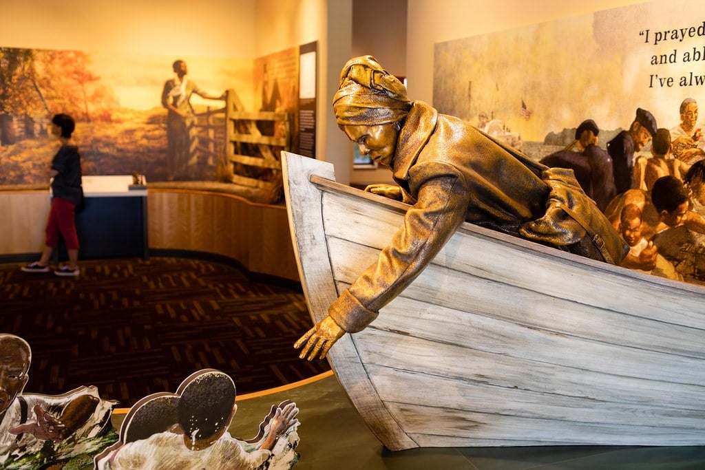 Harriet Tubman statue inside museum