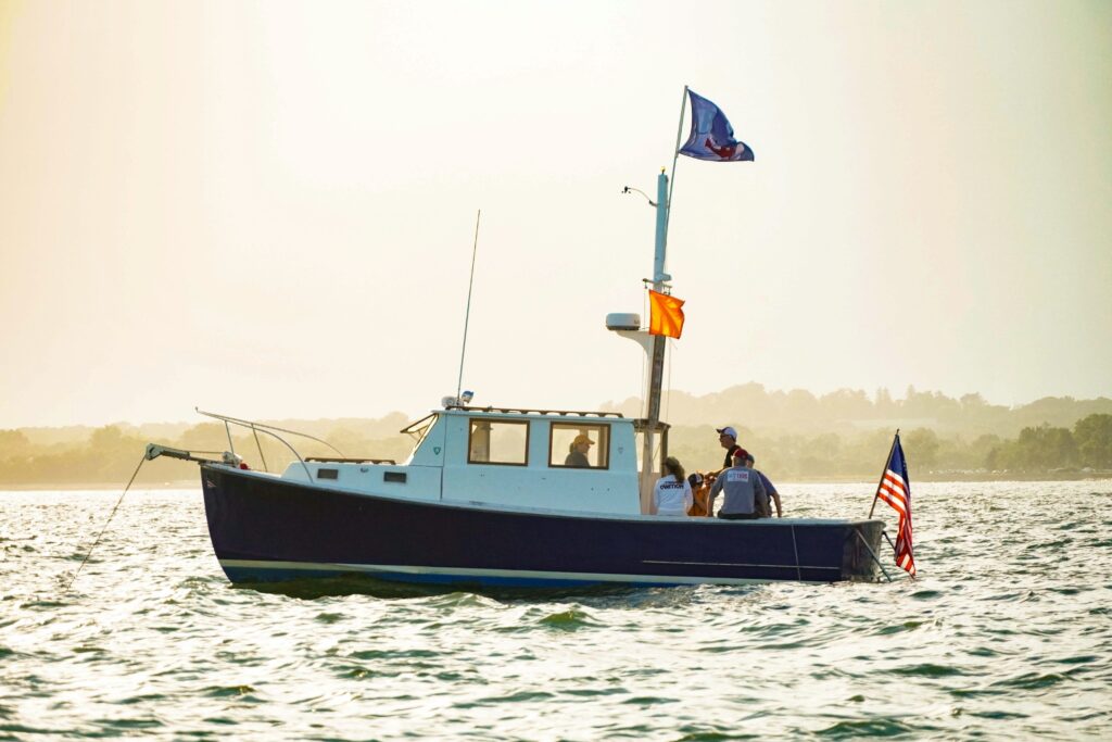 Boat with family on it in Bridgeport, CT