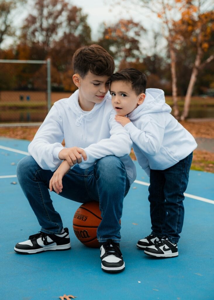 two kids on a basketball court in New Jersey