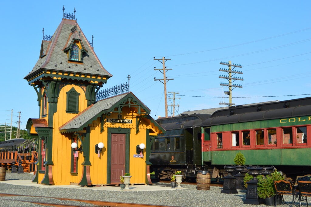 view of historic buildings in Gilbertsville, PA